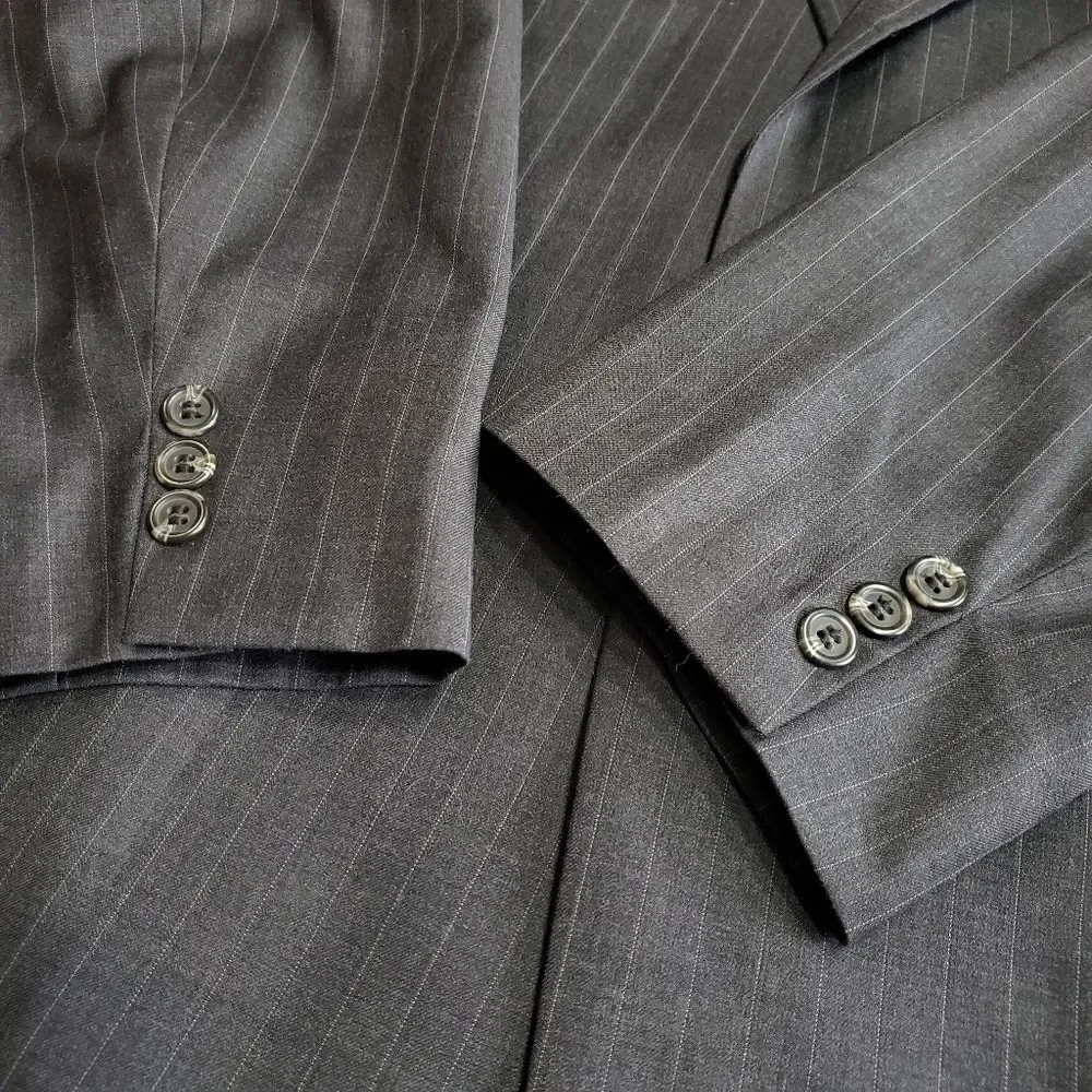 Lauren Ralph Lauren Gray Pinstriped Suit Jacket Sz 46R